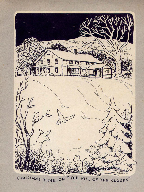C. Carey Cloud Drawing - Christmas Time on The Hill of Clouds