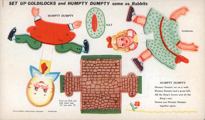 Mother Goose and other Popular Characters - Goldilocks and Humpty Dumpty
