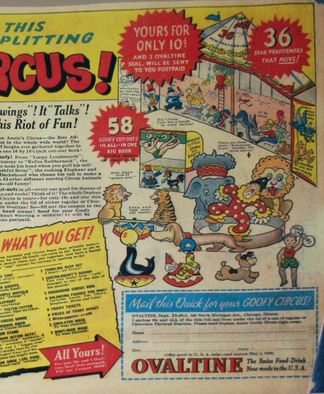 C. Carey Cloud's Orphan Annie Goofy Circus Ovaltine Ad - page 2